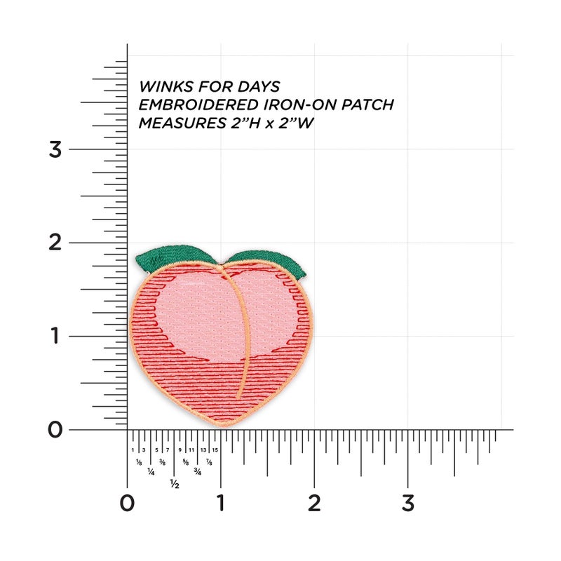 Winks For Days Peach Emoji Embroidered Iron-On Patch - Image 3